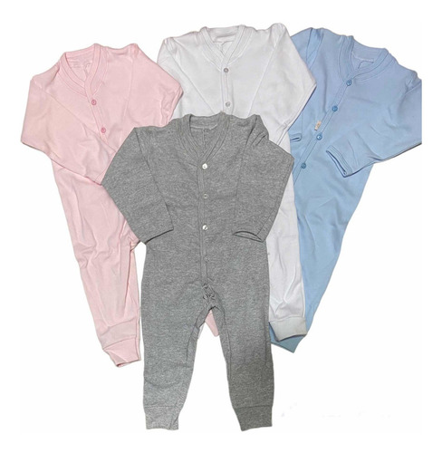 Imagen 1 de 1 de Enterito Pijama Algodon Bebe Liso 6-9m