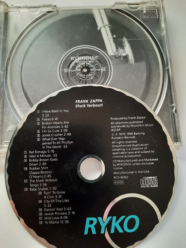Frank Zappa - Sheik Yerbouti Cd Made In Usa (Usado)