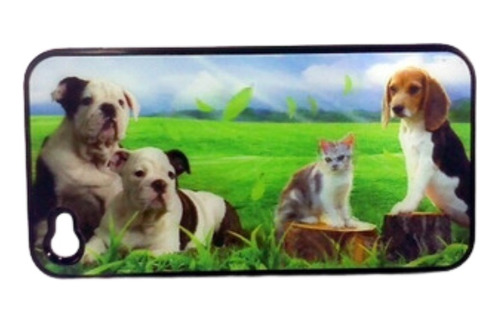 Capa Para iPhone 4 4s Holográfica 3d Gato E Cachorro Novo