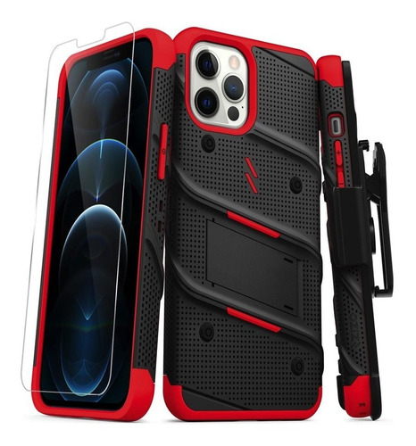 Case Zizo Bolt Series For iPhone 12 Pro Max Black&red