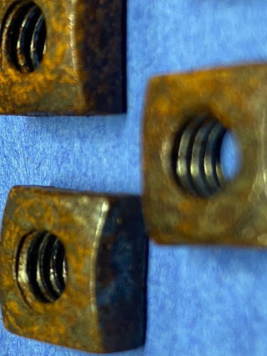 8 Vintage Rusty Crusty Square Nuts 1/4 Coarse Antique R Bbc
