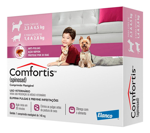 Comfortis Antipulgas Cães 2,3-4,5kg E Gatos 1,4-2,8kg 1 Comp