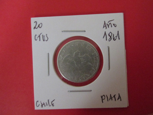 Antigua Moneda Chile 20 Centavos De Plata Año 1861 Escasa