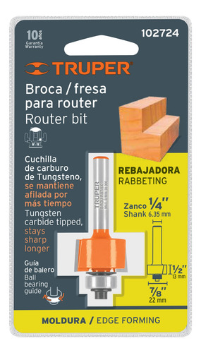 Broca Para Router Rebajado 7/8' C/balero Truper 102724