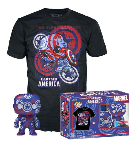 Funko Pop & Camiseta Marvel Patriotic Age Captain America