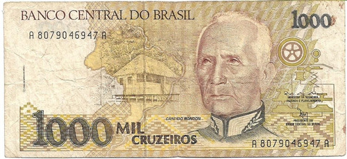 Brasil 1000 Cruzeiros 1990 Pick 231 Usado.