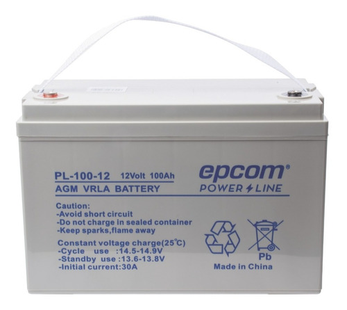Bateria Para Panel Solar Agm 12v 100 Ah Epcom Powerline Vrla