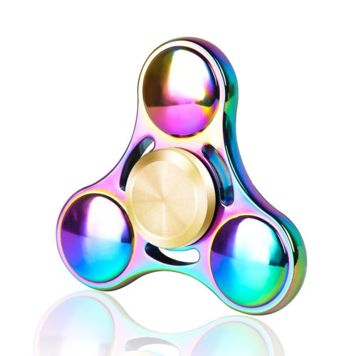 Mano Spinner Latón Arco Iris Tri Fidget Bola De Cerámica Lis