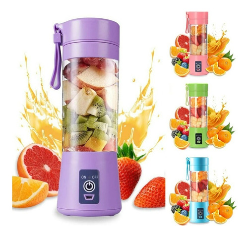 Mini Liquidificador Portátil Shake Juice Cup + Cabo Usb Cor Violeta