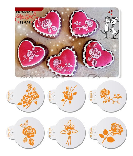 Set Plantillas Moldes Flores Cafe Cupcakes Pasteles