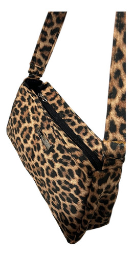 Cartera Baguette Mini Gamuza Animal Print Moda Mujer Marrón Print Leopardo Níquel