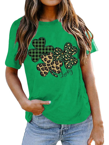 Camiseta Dia San Patricio Basica Manga Corta Grafico Trebol