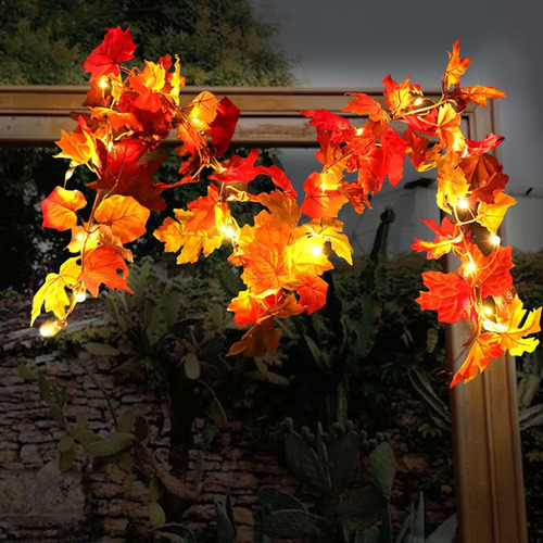 Guirnalda De Decoración De Otoño Con Luces Led De Cadena