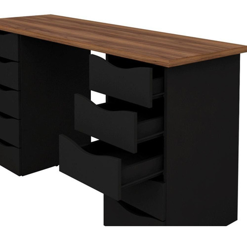 Mesa Para Escritório Escrivaninha Due Web Nogal Preto