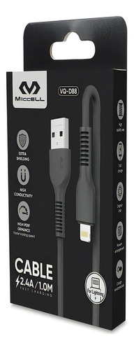 Cable Usb 1m Carga Rápida Vq D88 Color Negro
