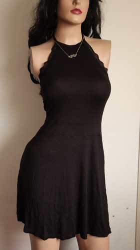 Hermoso Vestido Negro Corto Espalda Descubierta Para Mujer 