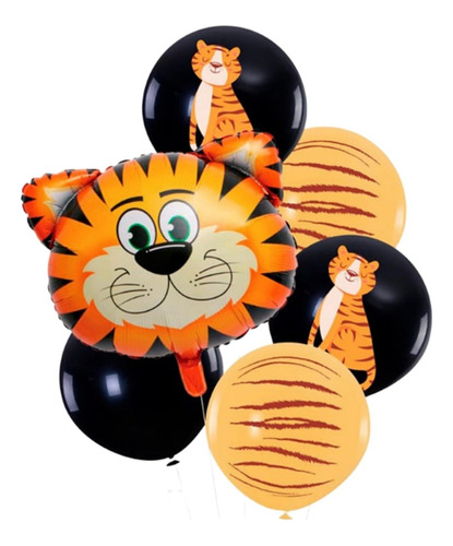 Set 6 Globos Decoración Tigre Selva Safari