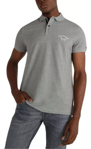 Polo Tommy Hilfiger Brand Love Gris Hombre Mw0mw30791-p91