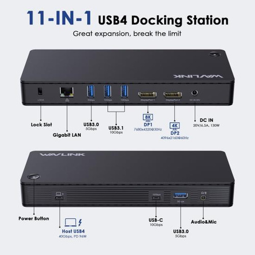 Wavlink Estación De Acoplamiento Usb C Para Monitor Dual, Ba