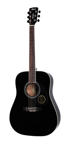 Guitarra Acústica Cort Earth 100 Bk Negra Tapa Sólida Funda