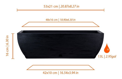 Imagen 7 de 9 de Combo 2 Maceta Jardinera Plástico 53x21x16 Simil Piedra Plat