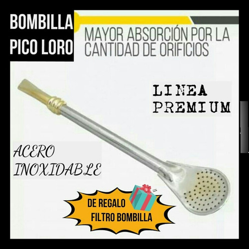 New!premium Bombilla De Mate Pico Loro  Pala Acero Inox.19cm