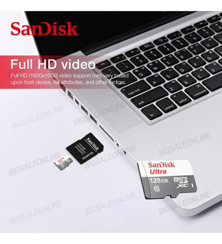 Memoria Sd 128gb Sandisk Celular Tablet Cámaras Wifi, Dron
