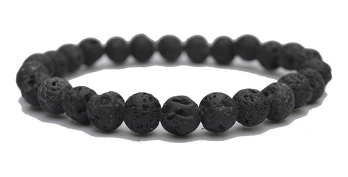 Pulseira Pedra Natural Lava Vulcânica Preto