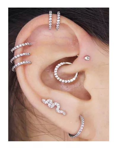 Piercing para Orelha em forma de argola c/ pedra de zircônia. - Andreia  Branco Acessórios