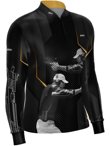 Imagem 5 de 7 de Camisa Tiro Esportivo Brk Preto Com Dourado Com Fpu 50+