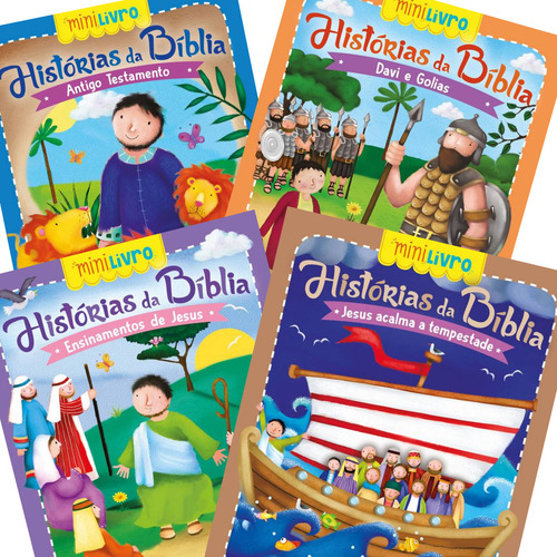 Kit 12 Minilivros Bíblia Infantil Ilustrada Com Atividades