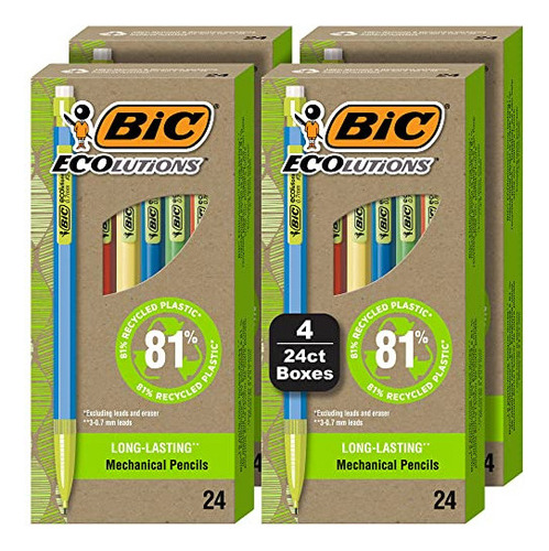 Bic Ecolutions Portaminas Con Borradores, Con Cuerpo Colorid