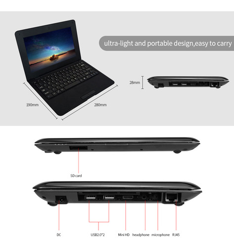 Netbook Black Actions Netbook.. Enchufe De 5 Ghz Eu S500 Arm