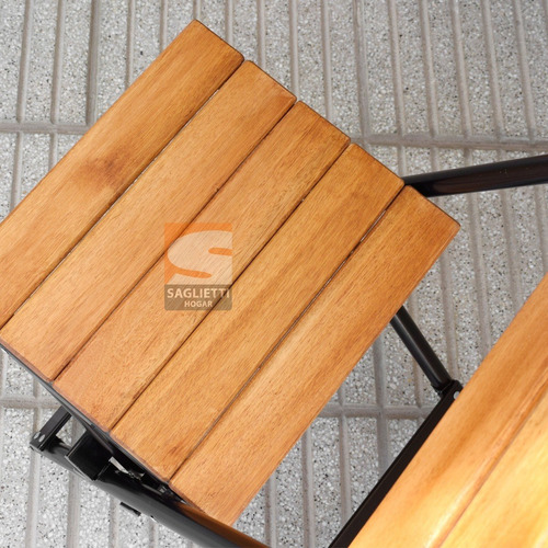 Imagen 7 de 10 de Silla Plegable Aluminio Madera Negra Balcon Jardin Premium