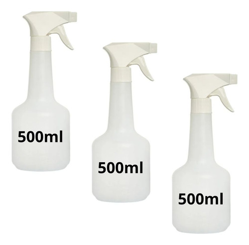 3 Frasco Borrifador Pulverizador Com Gatilho Spray 500ml