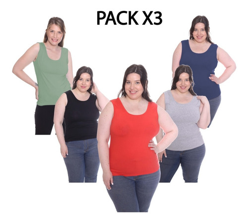 Pack X3 Remeras Musculosa De Modal Talles Grandes Lisas 5026