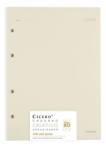 Refil Caderno Criativo B5 Cicero Argolado Pólen 17 X 24cm