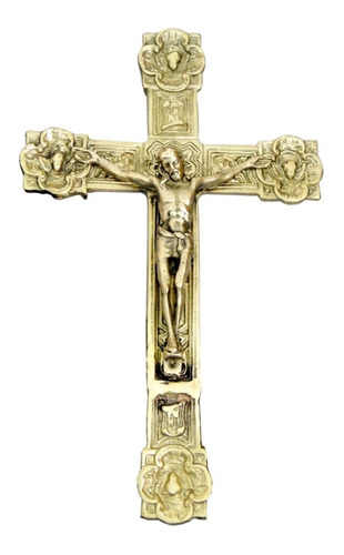 Crucifixo Parede Bronze Decoração Igreja Lar Jesus Cristo