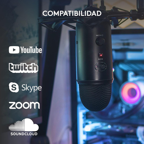 Micrófono Logitech Yeti Blue Streaming Multipatrón Usb Black Color Negro