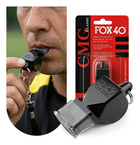 Apito Profissional Fox 40 Classic 115 Decibéis Cor Preto