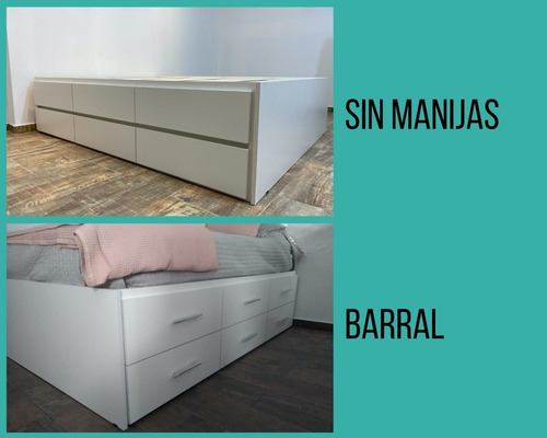 Imagen 3 de 5 de Cama Con Cajones Box (6 De Cada Lado) Base Somier!!