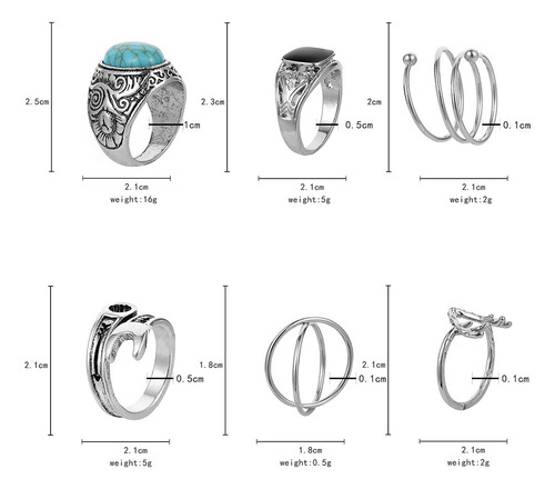 Conjunto De 6 Piezas Con Cuernos De Llave Turquesa Para Homb