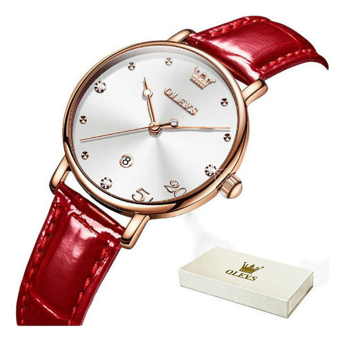 Reloj De Cuarzo Simple Olevs Calendar Diamond
