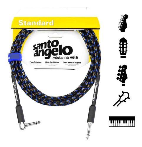 Cabo Guitarra Violão Santo Ângelo Textil 3,05 Metros Plug L