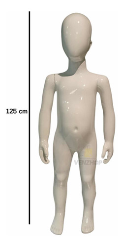 Exhibidor Maniquí De Niño Cuerpo Completo Blanco 125 Cm