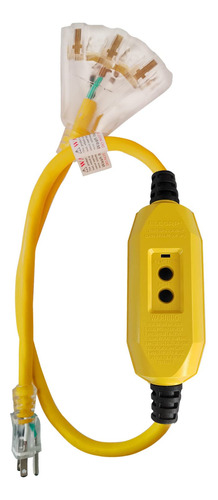 Ep Cable De Extensin Gfci Iluminado De 3 Pies Con 3 Tomas De