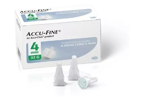 Accu-fine 100 Agujas Estériles Descartables Pluma 4mm 32g 