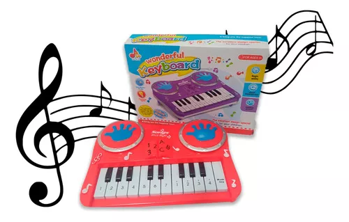 KIT PIANO INFANTIL MUSICAL 2 UND BRINQUEDO PIANINHO TECLADO SONS PARA  MENINO E MENINA 22 TECLAS (2 AZUIS)