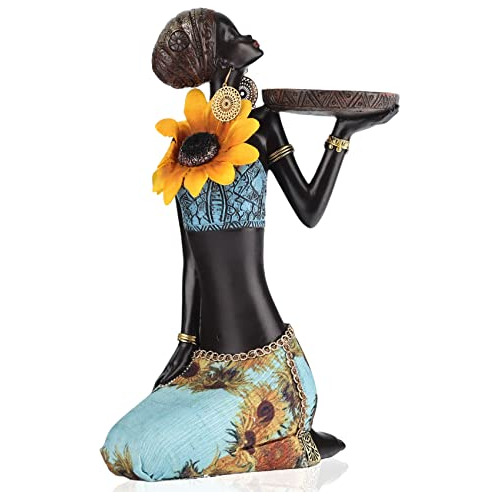 Figura De Candelabro De Dama Africana De Girasol, Figuras De