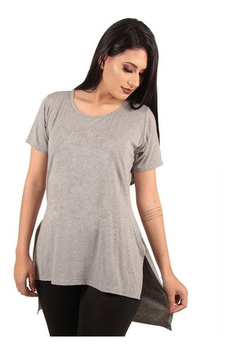 Imagem 5 de 5 de Kit 10 Camiseta Long Feminina Lisas Alongada Roupa Tumblr